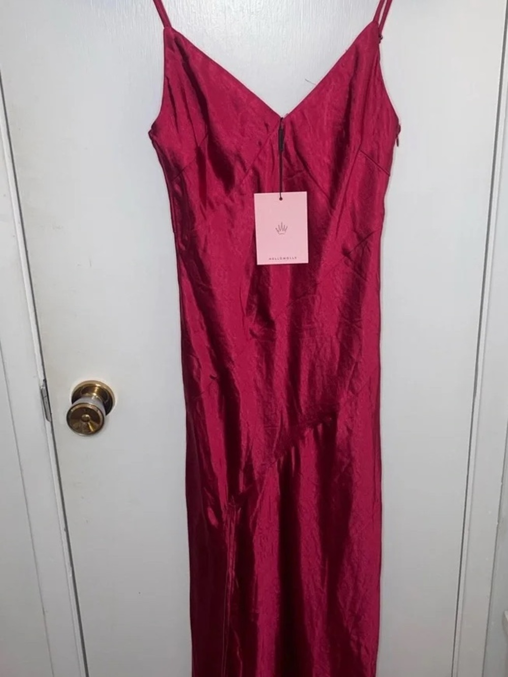 Hello Molly Wine Red Satin Slip Dress NWT - Picture 8 of 12